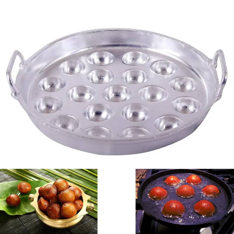 Malabar Aluminium Unniyappam Big Size kadai with handle (Chatti,Appam,Panniyaram,Paniyarrakal,guntapongadalu/appam)(19)