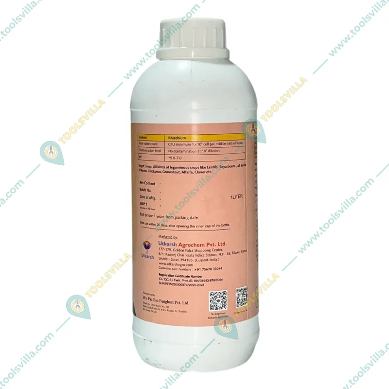 Utkarsh Rhizoz (Rhizobium Nitrogen Fixing Bacteria) Bio Fertilizer for Improved Nitrogen Availability | 1 liter(Pack-1 x 1 liter)