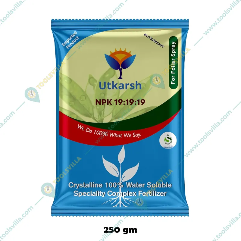 Utkarsh NPK (19:19:19) (Speciality Crystalline 100% Water Soluble Complex Fertilizer) Enhance Vegetative Growth | 250 gm