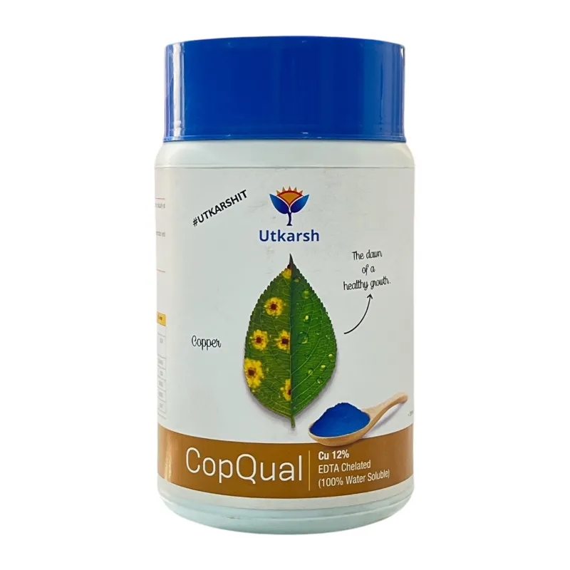 Utkarsh CopQual (Copper - Cu 12% EDTA Chelated, 100 % Water Soluble Foliar Spray Fertilizer) | 500 gm