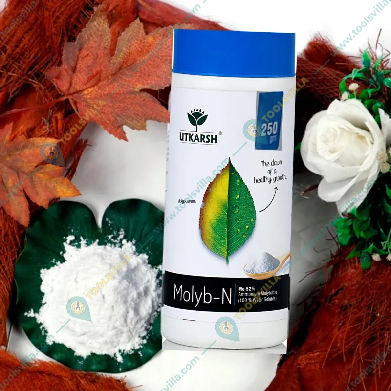 Utkarsh Molyb-N (Mo 52% Ammonium Molybdate) (100% Water Soluble Fertilizer) Synthesizes Amino Acids | 250 gm