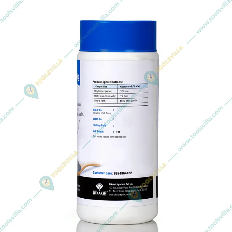 Utkarsh Molyb-N (Mo 52% Ammonium Molybdate) (100% Water Soluble Fertilizer) Synthesizes Amino Acids | 250 gm