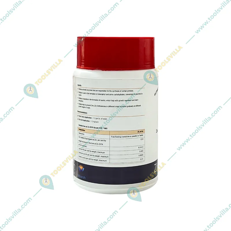 Utkarsh ZinGap (Zinc- Zn 12% EDTA Chelated, 100% Water Soluble Foliar Spray Fertilizers) | Plant Growth Booster | 500 gm