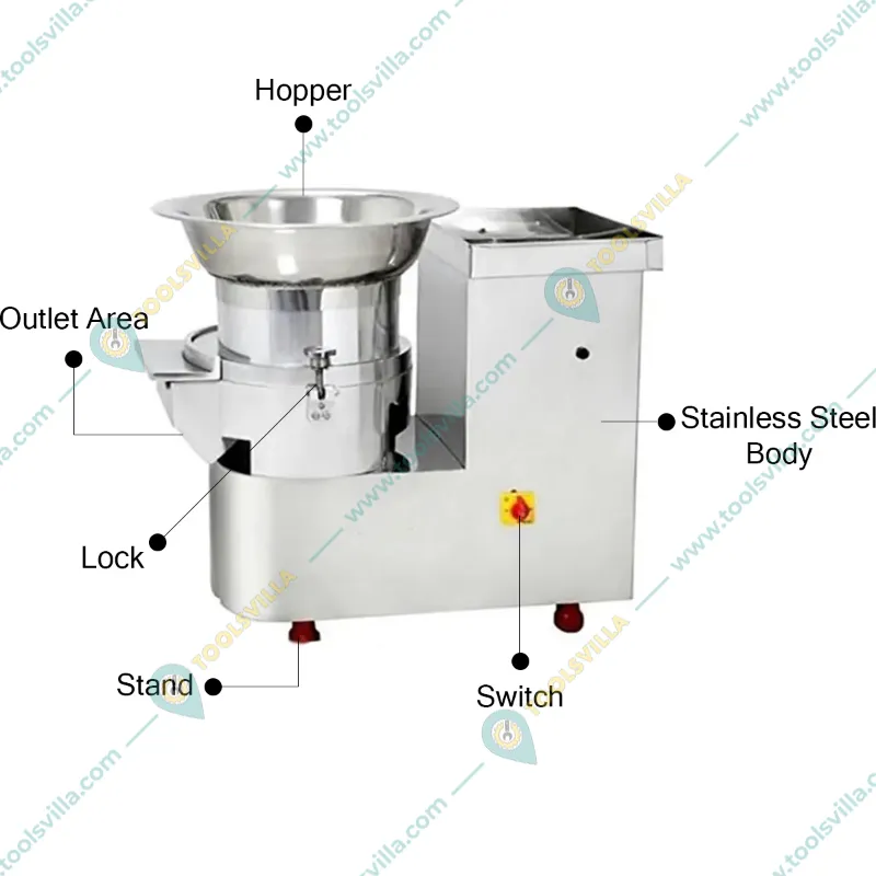  2 HP Motor Operated Stainless Steel Body Vegetable Cutter Machine with 7 Types of Cutting Blades