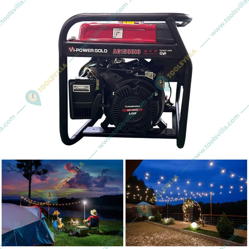 Vi Power Gold 1.1 KVA Single Phase Recoil Start Petrol Generator With 3.6 L Fuel Tank Capacity (AG1500iov)