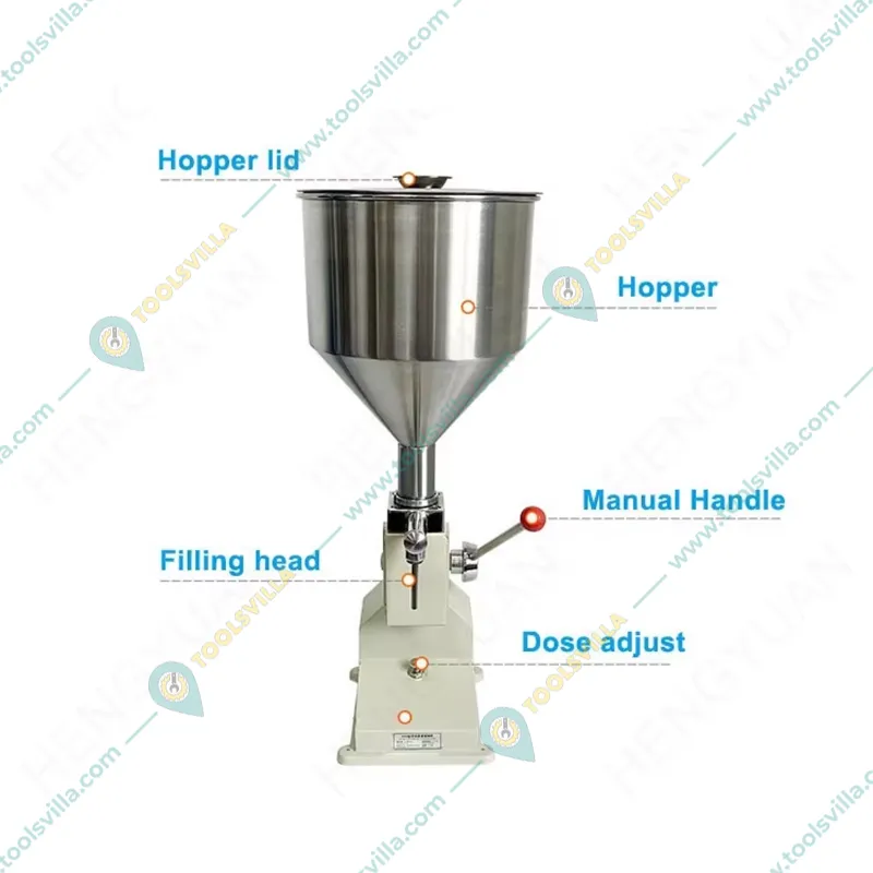 Hand Operated High Viscosity Liquid Filler Machine for Mustard Oil, Honey, Sauces, Jam, Juices, Vegetable Oils