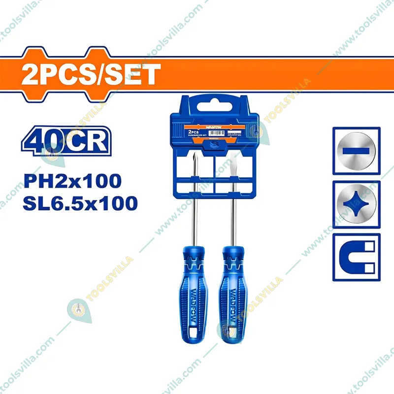 Wadfow Hand Tools Combo Of 100 cm Screwdriver Set (WSS2302) and 10 inch Pump Pliers (WPL6910)