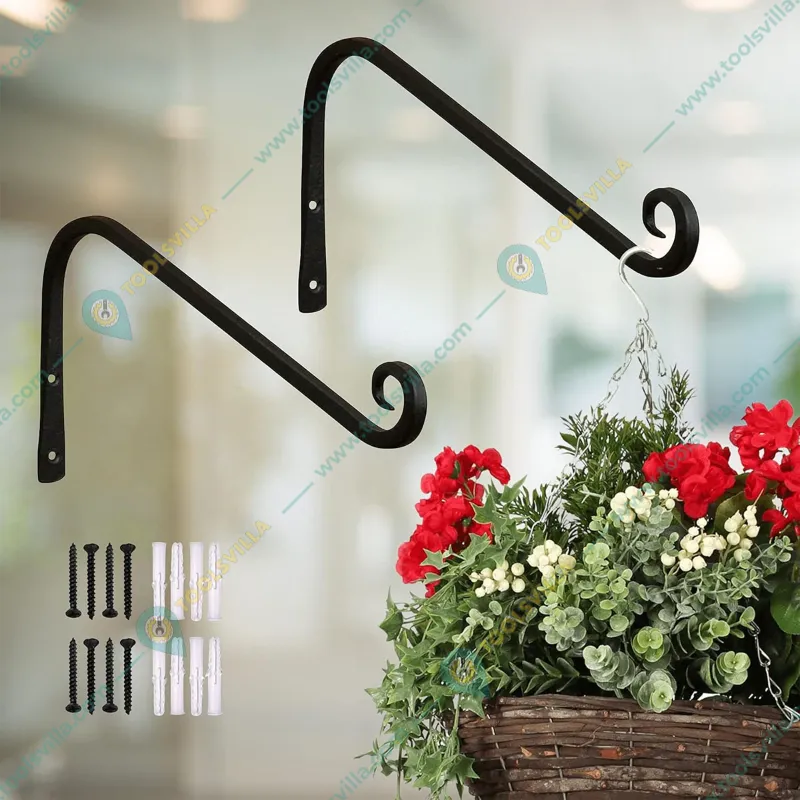 Ecofynd 12 inches Wall Hook Hanging Plant Bracket, Straight Plant Hanger for Bird Feeders, Planters, Lanterns (Set of 3)