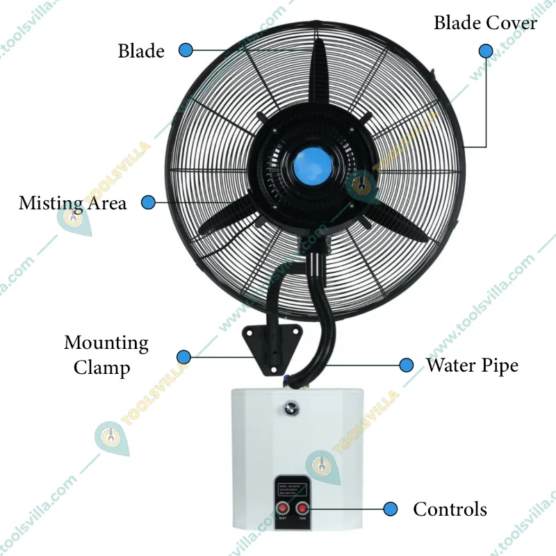 Wall Mounted 28 inch Water Mist Fan with 10L Water Tank