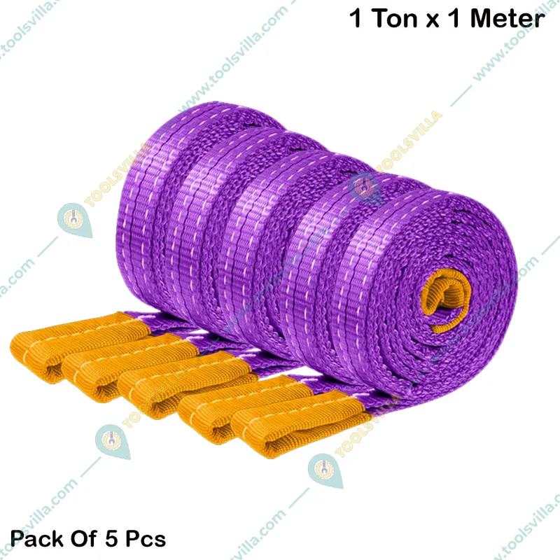 1 Ton Capacity Polyester Web Sling With 1 Meter Length (Pack Of 5)
