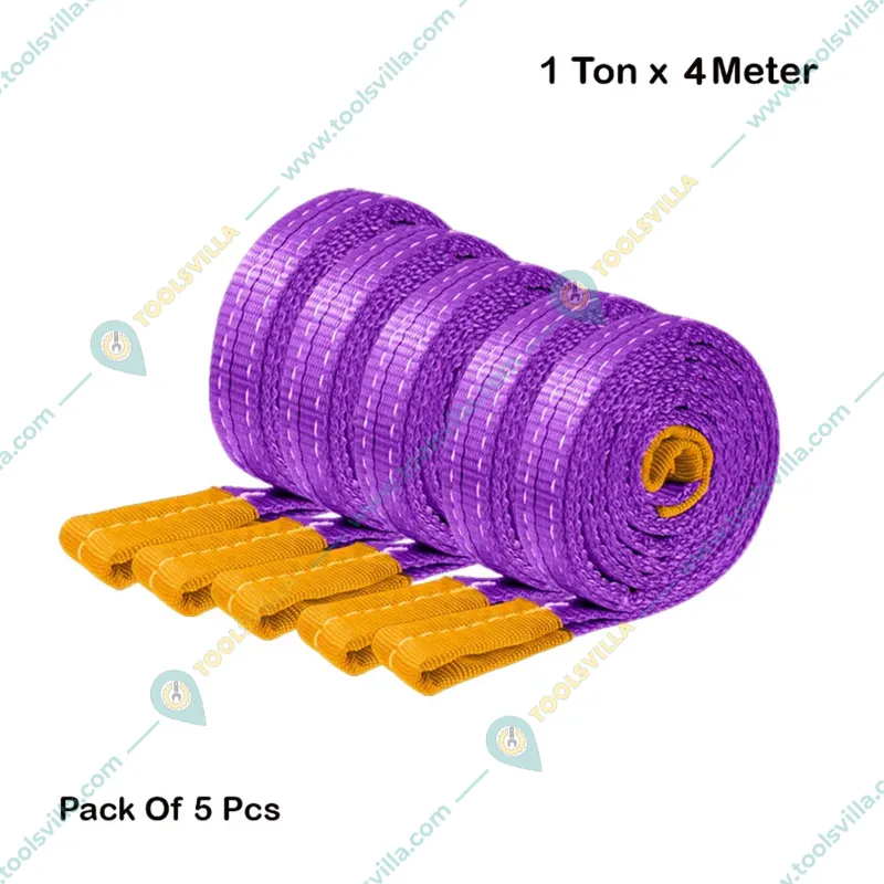 1 Ton Capacity Polyester Web Sling With 4 Meter Length (Pack Of 5)