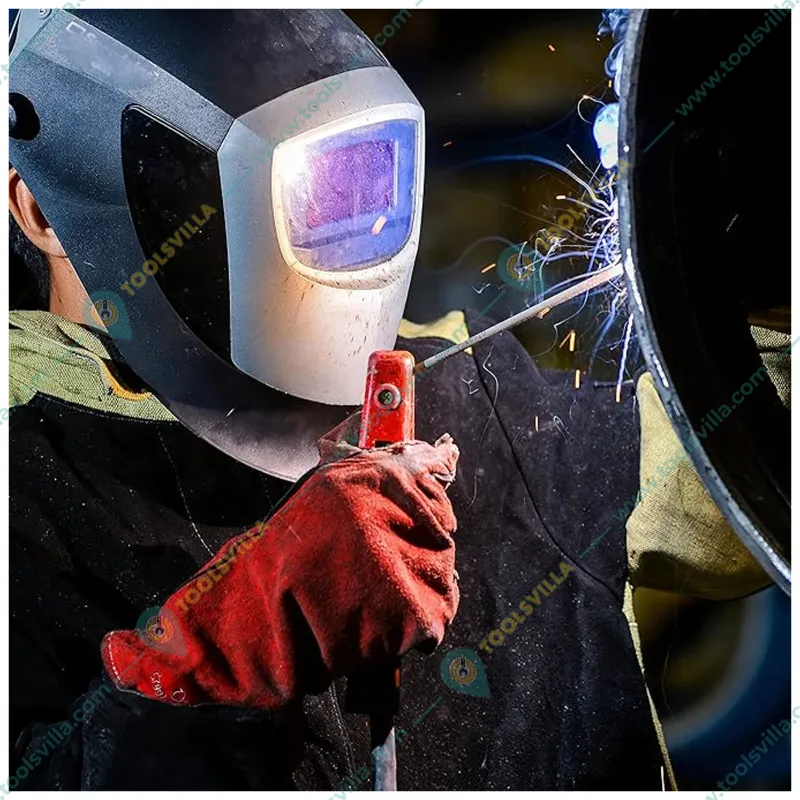 DSY Pack of 5 A-Grade Red Leather Welding Gloves. Full Lining. 2 parts