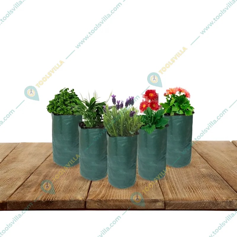 Pack of 5 Pcs of Wet Free Grow Bags, HDPE Fabric Material and UV Protected(Size-5L (6 inch x 12 inch))