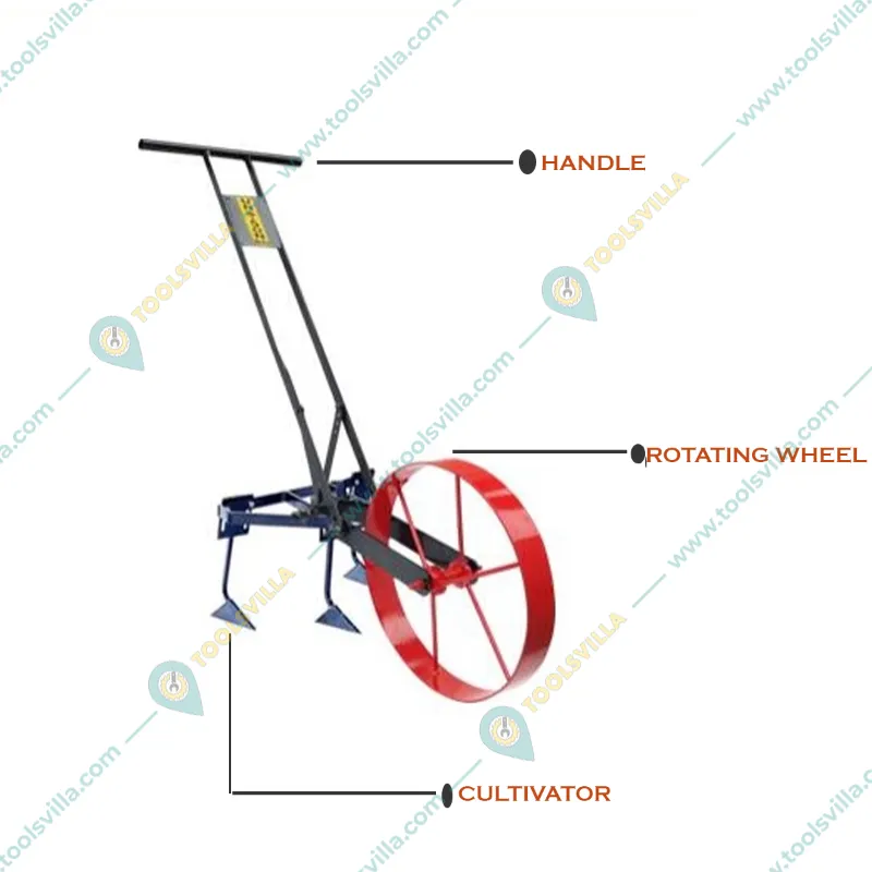 Wheel Hoe Weeder with 3 Tooth Tines (Adjustable Handle)