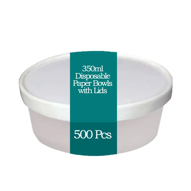 200 ml White Paper Bowl and Lid (500 Pcs) 