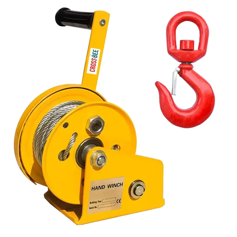 Crossbee Manual Hand Winch With Automatic Locking System,10 Meter Galvanized Wire Rope & Swivel Eye Hook(Capacity-1200 lbs)