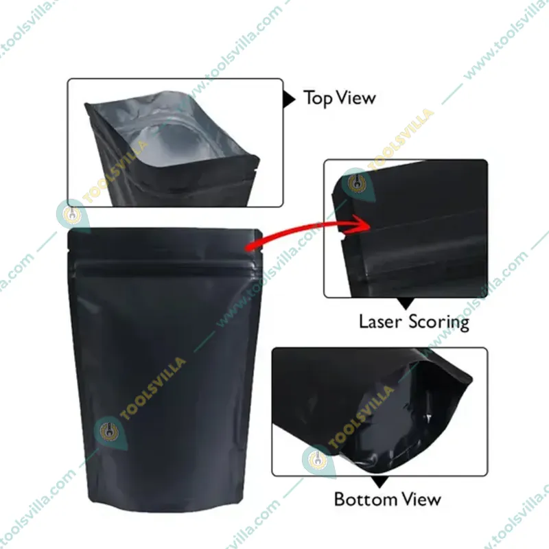 POCHEON® 50 pcs Matt Black Zip-lock Pouches(Capacity-170 gm)