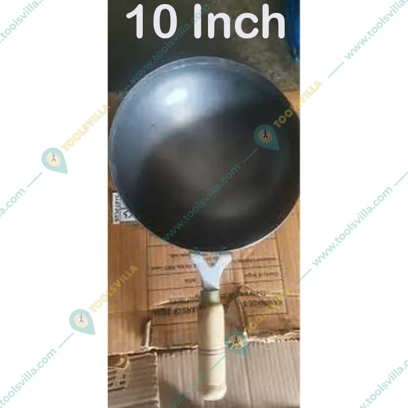  SBWG Wok Iron Frying Pan for Multipurpose Use with Wooden Handle (Size-10 inch)