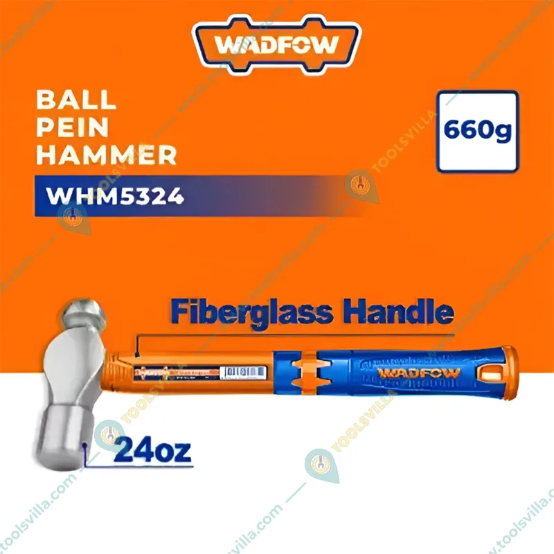 Wadfow Hand Tools Combo of Wood Chisel (WWC1212) with Carbon Steel Ball Pein Hammer (WHM5324)