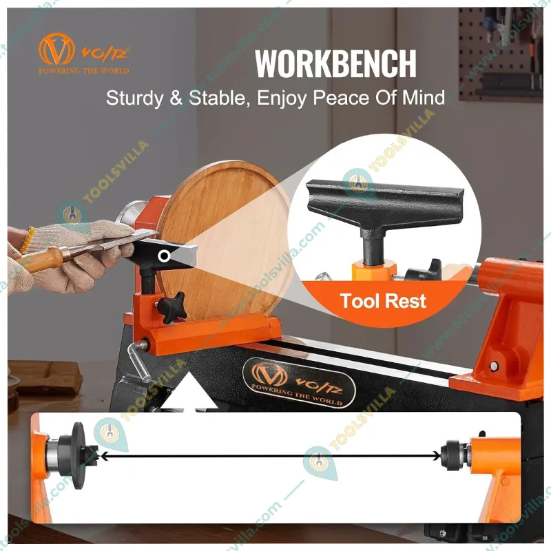 Voltz 450mm 550 Watt Variable Speed Wood Turning Lathe Machine, 760-3200 RPM (MCS450)