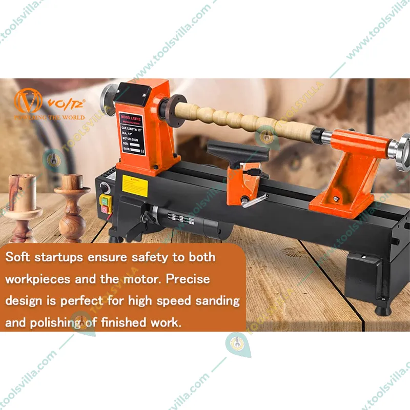 Voltz 450mm 550 Watt Variable Speed Wood Turning Lathe Machine, 760-3200 RPM (MCS450)