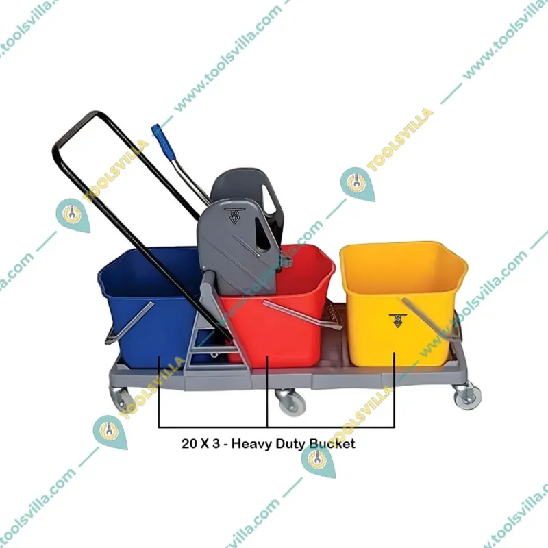 GPM 60 Liters Triple Bucket Mop Wringer Trolley