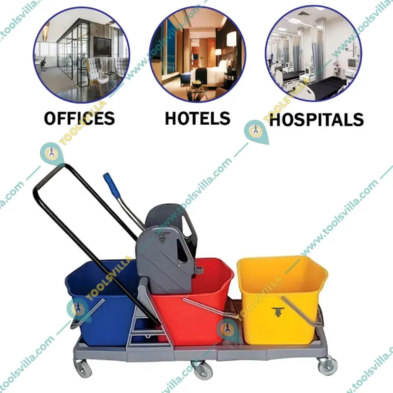 GPM 60 Liters Triple Bucket Mop Wringer Trolley