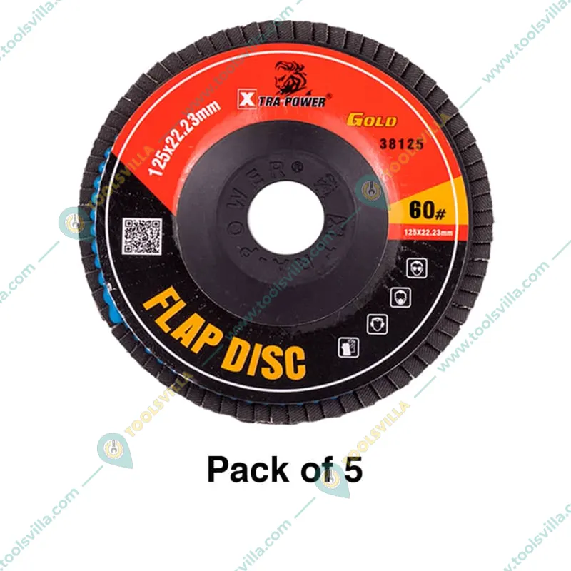 Xtra Power Gold 5 inch Flap Disc for Grinding, Sanding and Finishing(Grit-60,Pack-5 pcs)