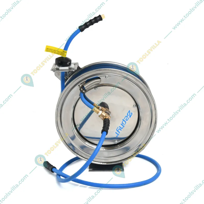Zephyr 13 mm 10 m 304 Stainless Steel Auto-Retractable Air Hose Reel (ZAR1310SS) with 1 Year Warranty