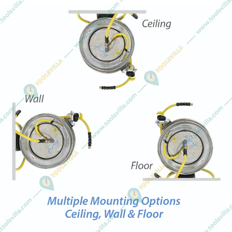 Zephyr 13 mm 10 m 304 Stainless Steel Auto-Retractable Air Hose Reel (ZAR1310SS) with 1 Year Warranty