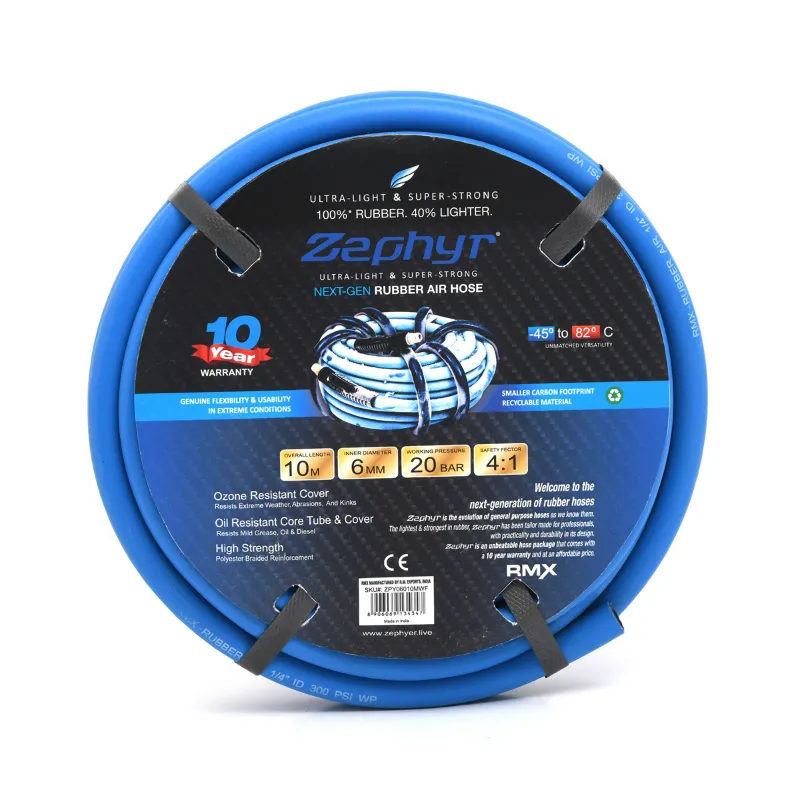 Zephyr 6mm x 50m Rubber Air Hose with Fittings (ZA0650)