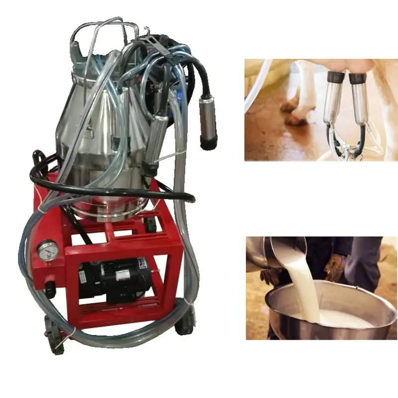 Commercial 0.5HP Trolley Type 20L Single Bucket Milking Machine, 60 PPM